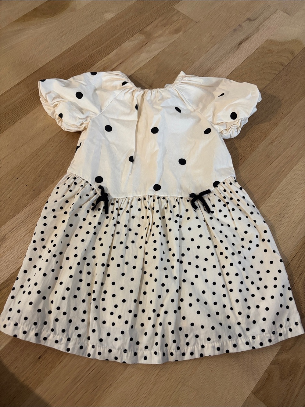 Zara Polka Dot Puff-Sleeve Kids Dress - White & Black size 5